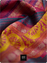 Deep Maroon Pink Airavata Konark Double Palla Handspun Tussar Silk Saree