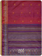 Laal Baingani Matsya Kachhap Handspun Tussar Silk Saree
