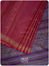 Laal Baingani Matsya Kachhap Handspun Tussar Silk Saree