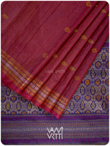 Laal Baingani Matsya Kachhap Handspun Tussar Silk Saree