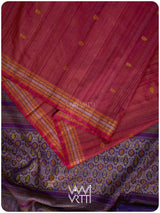 Laal Baingani Matsya Kachhap Handspun Tussar Silk Saree
