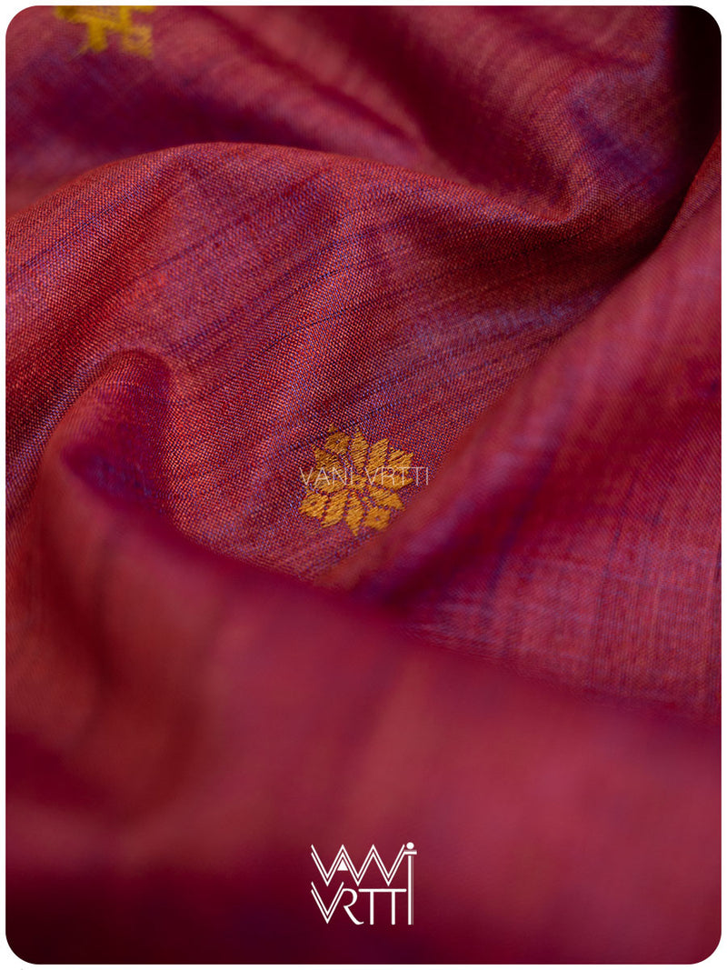 Laal Baingani Matsya Kachhap Handspun Tussar Silk Saree