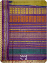 Green Gold Violet Ananta Handspun Tussar Silk Saree