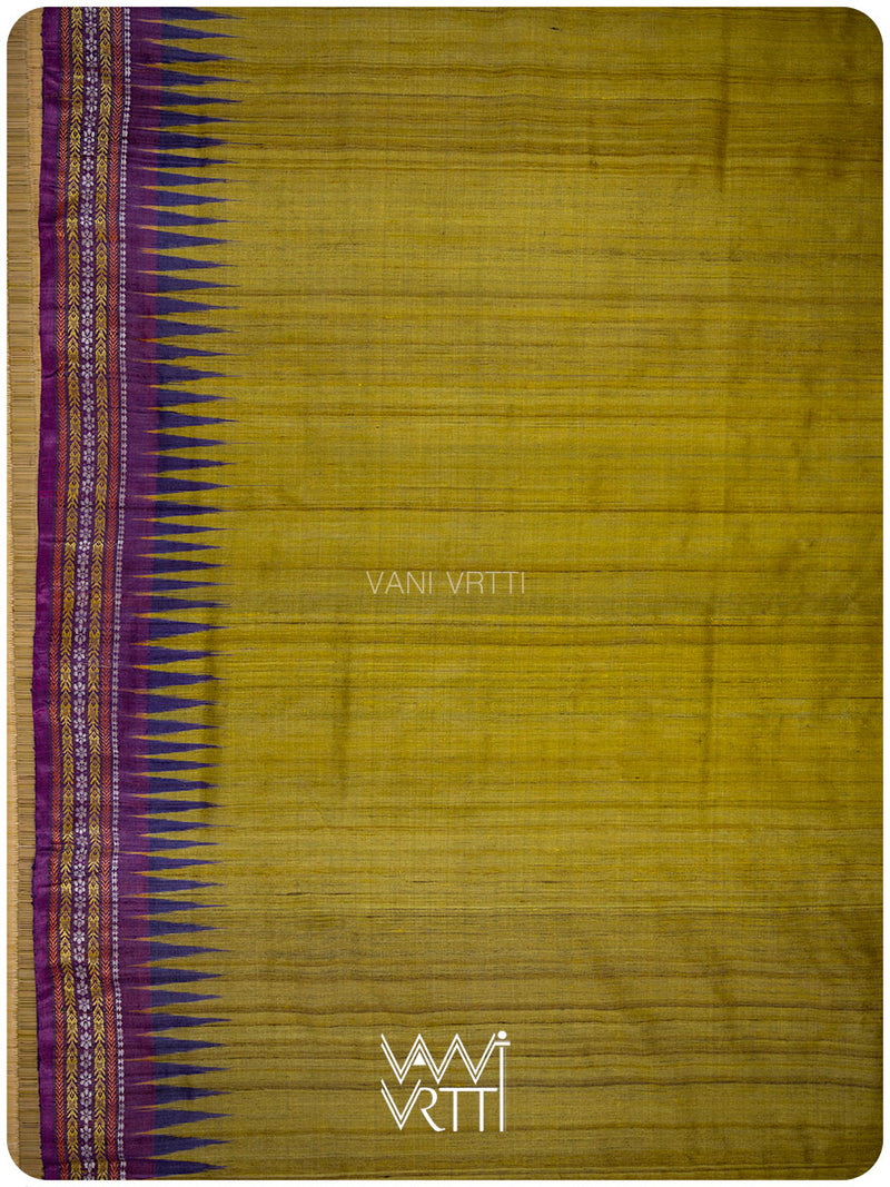 Green Gold Violet Ananta Handspun Tussar Silk Saree