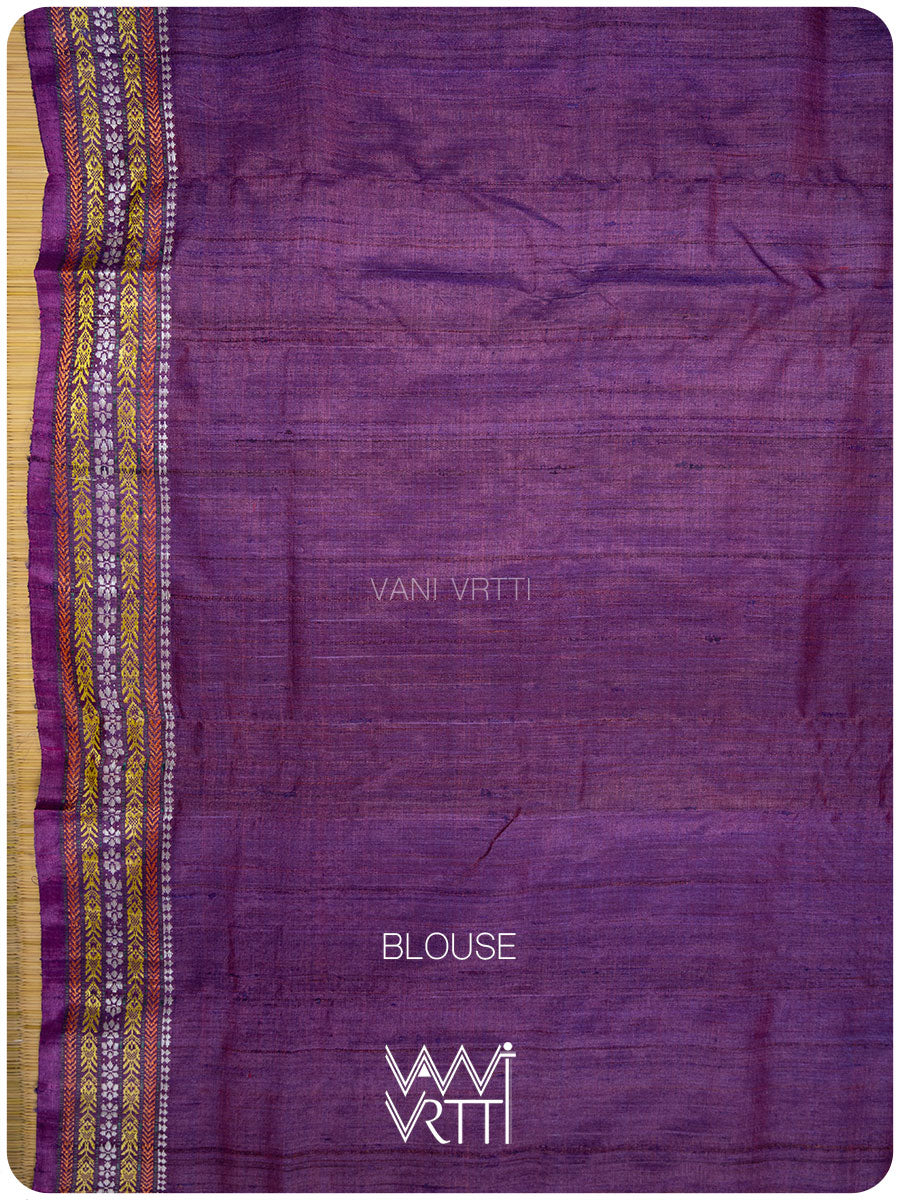 Green Gold Violet Ananta Handspun Tussar Silk Saree