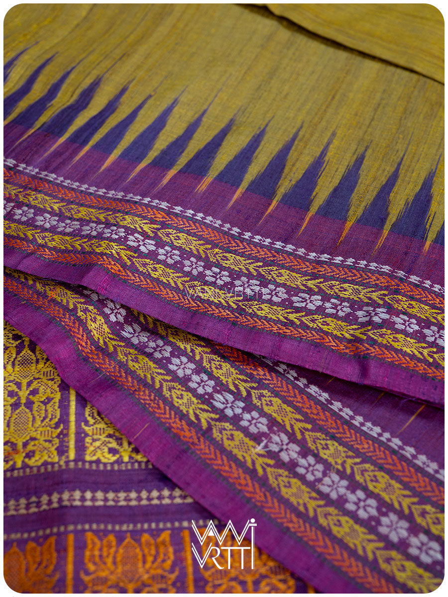 Green Gold Violet Ananta Handspun Tussar Silk Saree