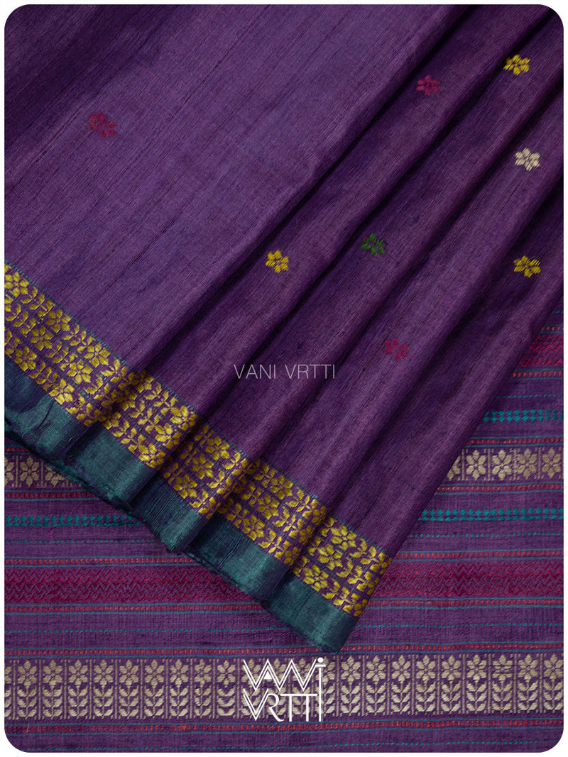 Deep Baingani Parijat Handspun Tussar Silk Saree