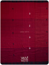 Deep Red Color Blocking Natural Dyed Phoda Kumbha Handwoven Cotton Tussar Kotpad Saree