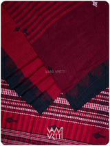 Deep Red Color Blocking Natural Dyed Phoda Kumbha Handwoven Cotton Tussar Kotpad Saree