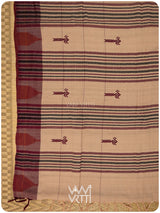 Chandan Madder Red Natural Dyed Phoda Kumbha Handwoven Cotton Tussar Kotpad Saree