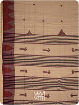 Chandan Madder Red Natural Dyed Phoda Kumbha Handwoven Cotton Tussar Kotpad Saree