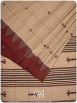 Chandan Madder Red Natural Dyed Phoda Kumbha Handwoven Cotton Tussar Kotpad Saree