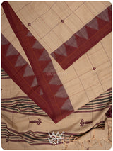 Chandan Madder Red Natural Dyed Phoda Kumbha Handwoven Cotton Tussar Kotpad Saree