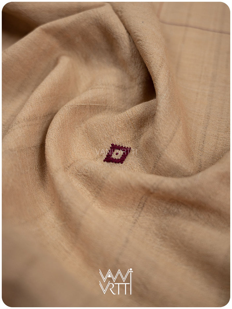 Chandan Madder Red Natural Dyed Phoda Kumbha Handwoven Cotton Tussar Kotpad Saree