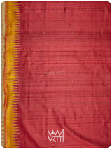 Pomegranate Red Orange Yellow Tribal Kondha Handspun Tussar Silk Saree