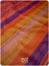 Pomegranate Red Orange Yellow Tribal Kondha Handspun Tussar Silk Saree