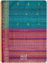 Deep Teal Magenta Matsya Kachhap Handspun Tussar Silk Saree