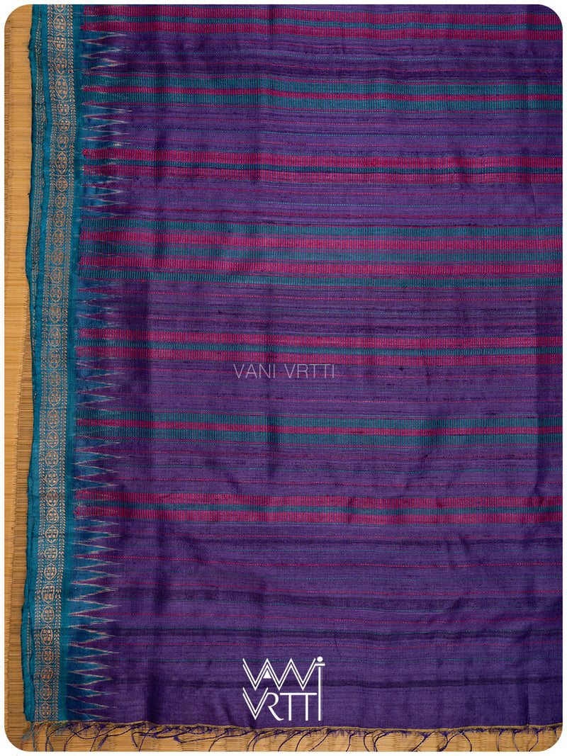Deep Baingani Red Firozi Aarush Handspun Tussar Silk Saree