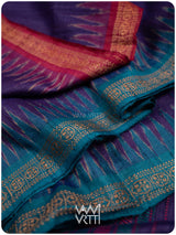 Deep Baingani Magenta Firozi Aarush Handspun Tussar Silk Saree
