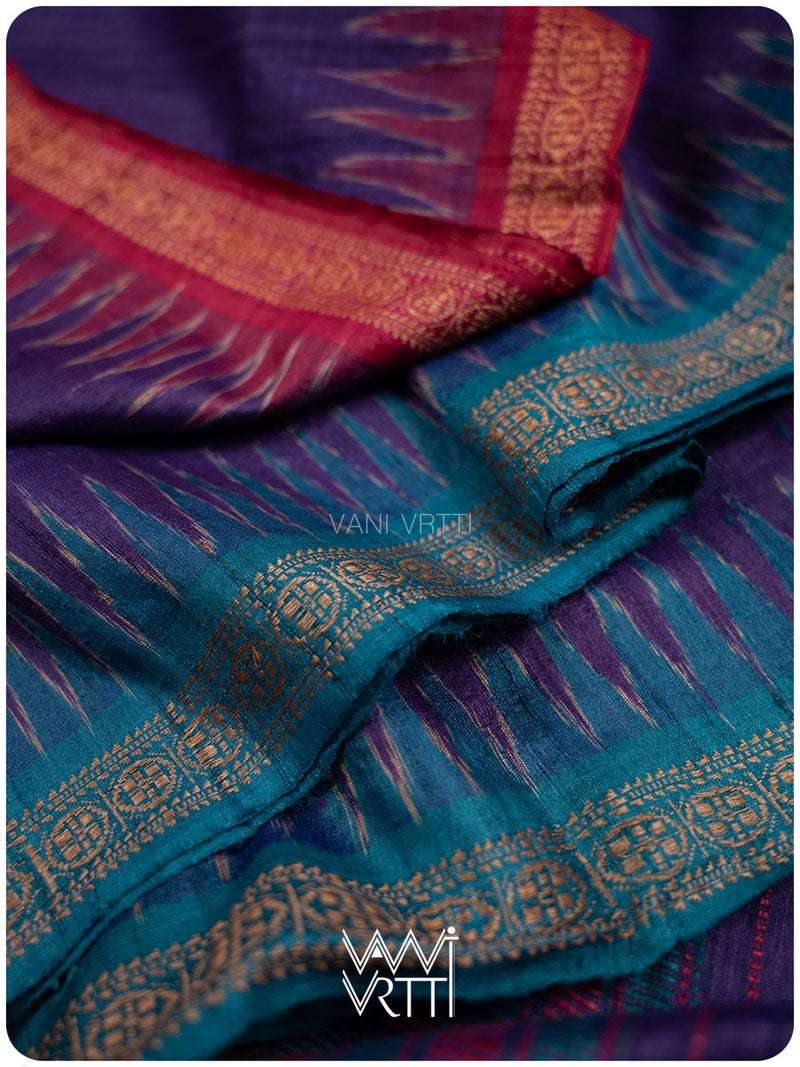 Deep Baingani Red Firozi Aarush Handspun Tussar Silk Saree