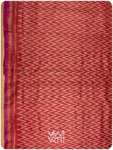 Red Aziz Ikat Handspun Tussar Silk Saree