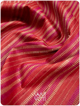 Red Aziz Ikat Handspun Tussar Silk Saree