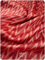 Red Aziz Ikat Handspun Tussar Silk Saree
