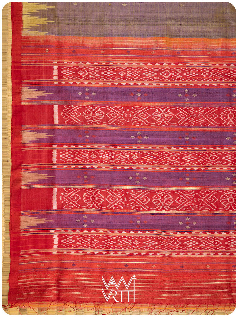 Sheen Purple Yellow Nadi Handspun Tussar Silk Saree