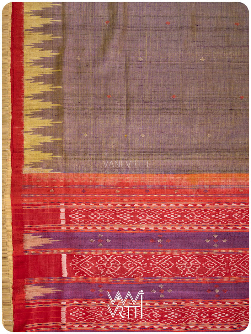 Sheen Purple Yellow Nadi Handspun Tussar Silk Saree