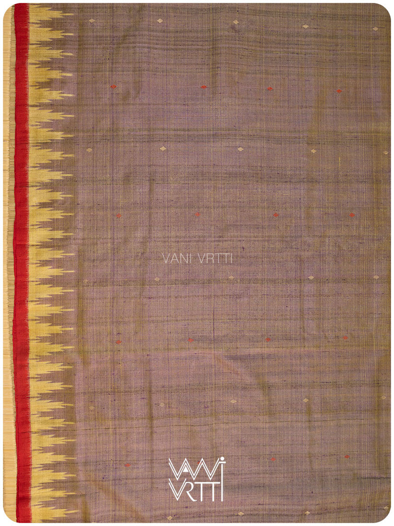 Sheen Purple Yellow Nadi Handspun Tussar Silk Saree
