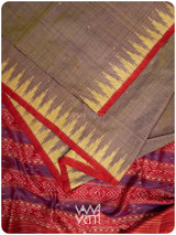 Sheen Purple Yellow Nadi Handspun Tussar Silk Saree