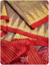 Sheen Purple Yellow Nadi Handspun Tussar Silk Saree