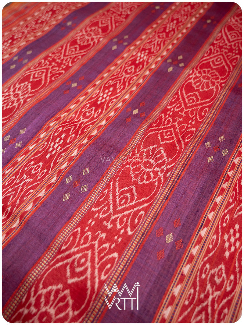 Sheen Purple Yellow Nadi Handspun Tussar Silk Saree