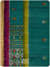 Emerald Green Marigold Wild Garden Master Weave Exclusive Handspun Tussar Silk Saree