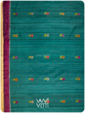 Emerald Green Marigold Wild Garden Master Weave Exclusive Handspun Tussar Silk Saree