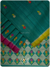 Emerald Green Marigold Wild Garden Master Weave Exclusive Handspun Tussar Silk Saree