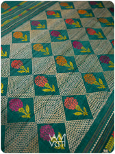 Emerald Green Marigold Wild Garden Master Weave Exclusive Handspun Tussar Silk Saree
