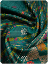 Emerald Green Marigold Wild Garden Master Weave Exclusive Handspun Tussar Silk Saree