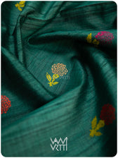 Emerald Green Marigold Wild Garden Master Weave Exclusive Handspun Tussar Silk Saree