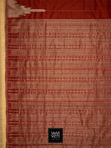 Madder Red Temple Border Phoda Kumbha Prakritik Natural Dyed Mulberry Silk Ikat Saree