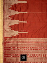Madder Red Temple Border Phoda Kumbha Prakritik Natural Dyed Mulberry Silk Ikat Saree