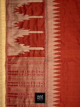 Madder Red Temple Border Phoda Kumbha Prakritik Natural Dyed Mulberry Silk Ikat Saree