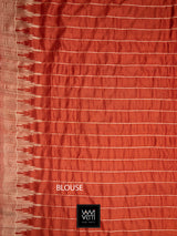Madder Red Temple Border Phoda Kumbha Prakritik Natural Dyed Mulberry Silk Ikat Saree