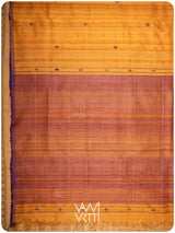 Sunshine Orange Purple Bristi Handspun Tussar Silk Saree