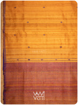 Sunshine Orange Purple Bristi Handspun Tussar Silk Saree