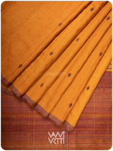 Sunshine Orange Purple Bristi Handspun Tussar Silk Saree