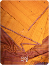 Sunshine Orange Purple Bristi Handspun Tussar Silk Saree