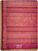 Tomato Red Matsya Kachhap Handspun Tussar Silk Saree