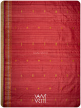 Tomato Red Matsya Kachhap Handspun Tussar Silk Saree