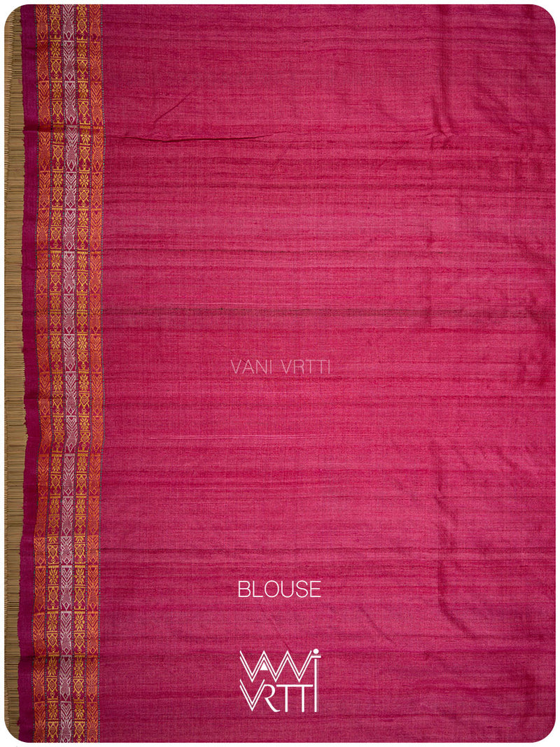 Tomato Red Matsya Kachhap Handspun Tussar Silk Saree